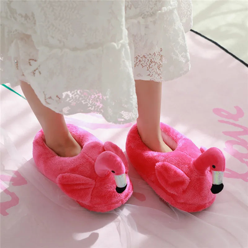 Winter lovely Home Slippers Chausson Shoes Women Flamingo slippers pantuflas unicornio pantoufle femme Warm Cotton Shoes hy24