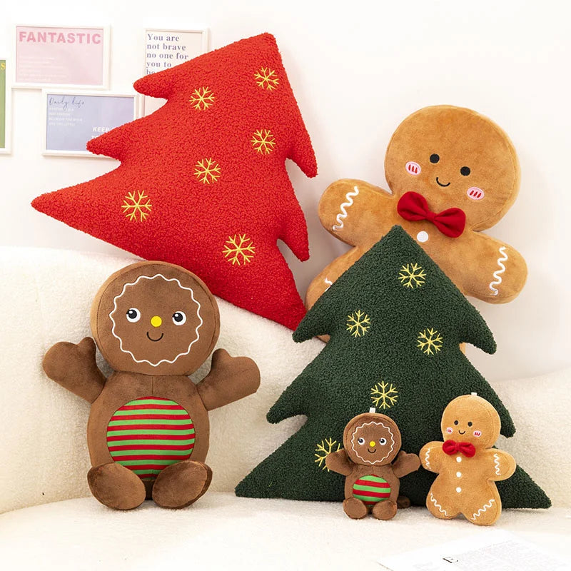 Cartoon Cute Christmas Gingerbread Man Plush Toys Stuffed Baby Appease Doll Biscuits Man Xmas Pillow Home Decor Children Gift