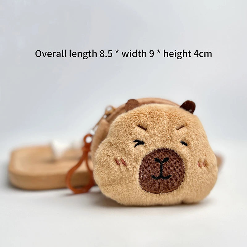 Cute Cartoon Creative Capybara Plush Coin Purse Zipper Purse Keychain Small Headphone Lipstick Bag Mini Wallet Money Bag Gifts