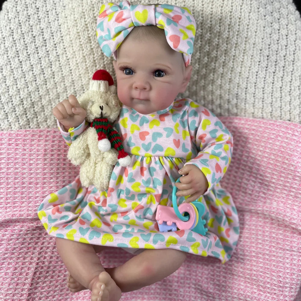 MRB 19 Inch Bettie Reborn Baby Doll Adorable Girl Vinyl Fabric Body Lifelike Painted Skin Art Collectible Doll Christmas Gift