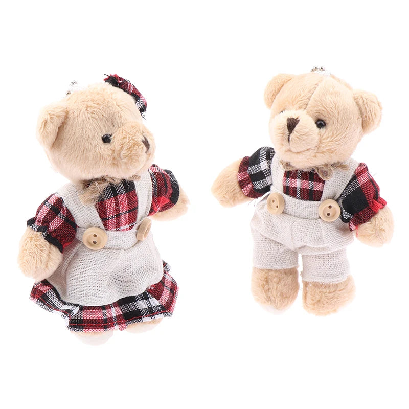 Cartoon Wear Clothes Bear Plush Toy Keychain Soft Stuffed Doll Pendant Backpack Car Bag Key Ring Decor Kid Gift