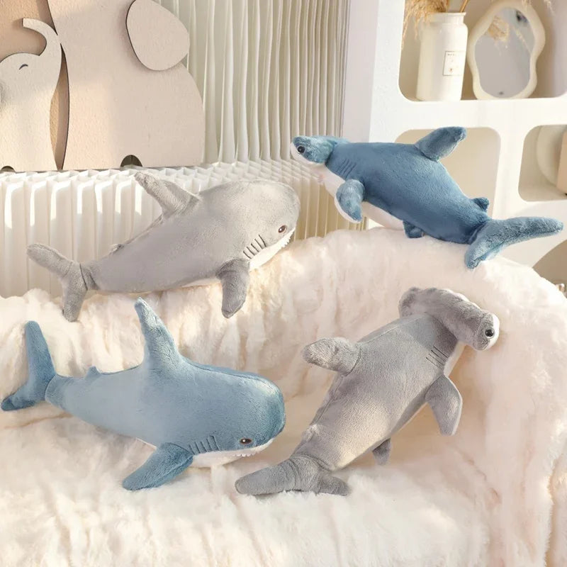 55cm Hammerhead Shark Plush Pillow Stuffed Blue Grey Marine Animal Doll Plushies Toy Sleeping Companion Present Kids Gift