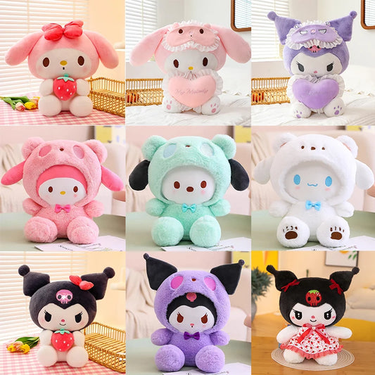 Sanrio 25Cm Anime Kuromi Toys Kawaii Mymelody Cinnamorol Plush Soft Stuffed Animals Doll Plushie Pillow Xmas Gift Decor