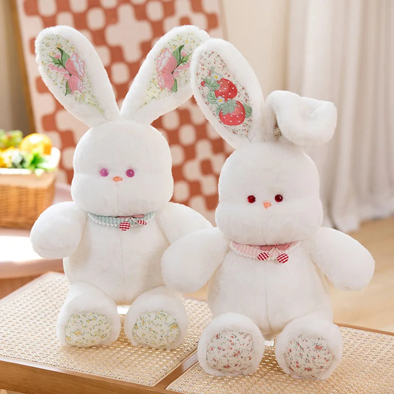 60cm Super Cute Soft Stuffed Animals Sitting White Rabbit With Long Colorful Ears Toys Plush Bunny Dolls Baby Daughter Peluche