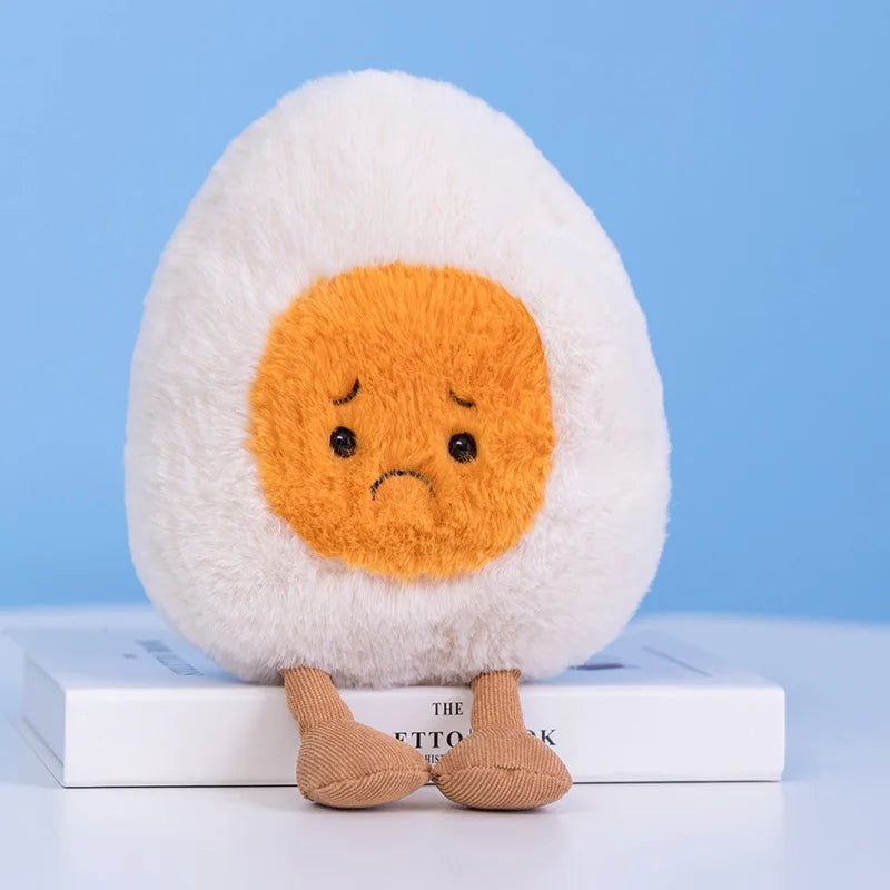 Furry Kawaii Soft Boiled Egg Plush Cuddly Plushies Doll Stuffed Food Long Plush Different Emotions Toys Home Decor Kids Gift