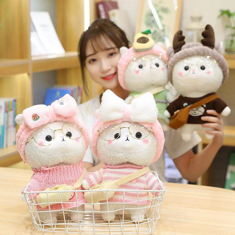 30cm Kawaii Alpaca Plush Toy Stuffed Animals Soft Plushie Dressed Alpacasso Toys for Girls Kids Birthday Gift Christmas Present