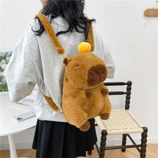 Capybara Plush Backpack Kawaii Fashion Plushie Doll Fur Bag Children's Bag Shoulder Bag Mini Knapsack Bags Gifts For Girlfriend