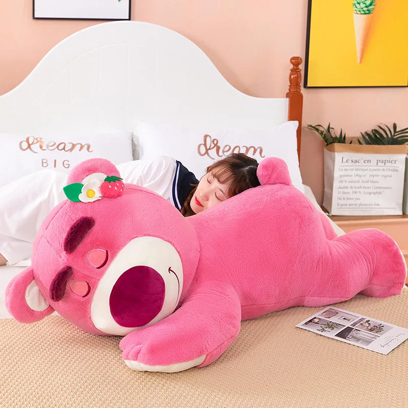 90cm Big Size Disney Toy Cute Bear Strawberry Sofa Plush Pillow Stuffed Toys Children Girls Friends Festivals Birthday Gift