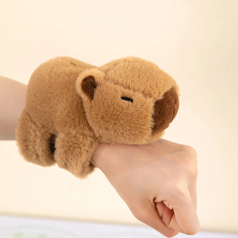 Lovely Capybara Animal Slap Snap Wrap Wristband Bracelet Plush Stuffed Animal Kawaii Capybara Hand Ring Wristband Kid Funny Toys