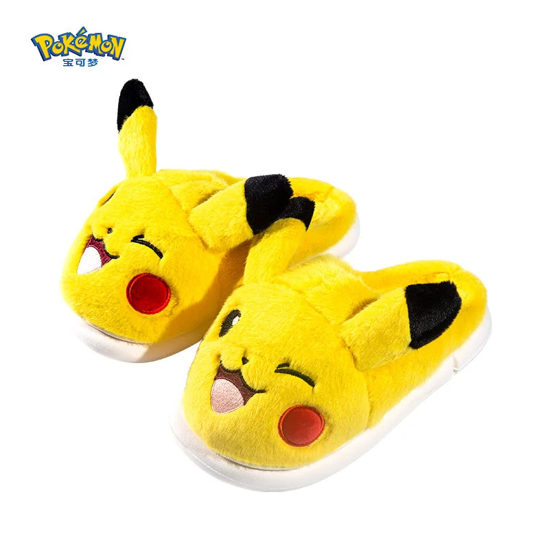 Pokemon Plush Cartoon Anime Pikachu Slippers Plush Warm Indoor Shoes Winter Warmth Anti Slip Boys Girls Birthday Xmas Gifts