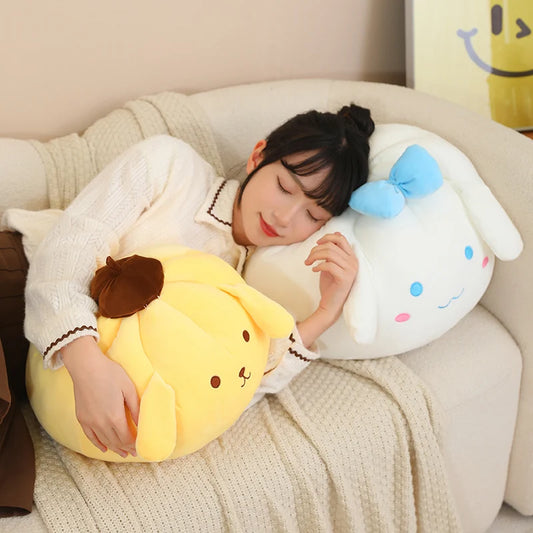 20/30/40cm Sanrio Plush Toys Kawaii Round Cinnamoroll Pom Pom Purin Plush Pillow Cute Chubby Sofa Cushion Soft Sleeping Pillow