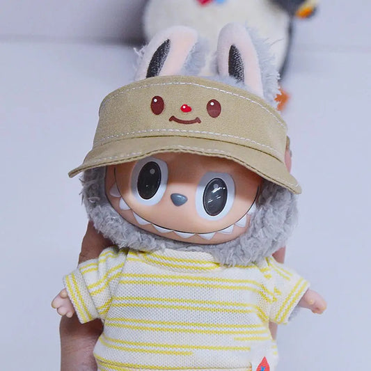 For 17 CM LABUBU Dolls outfit Accessories empty top sun hat peanut penguin plush doll cotton doll dress up