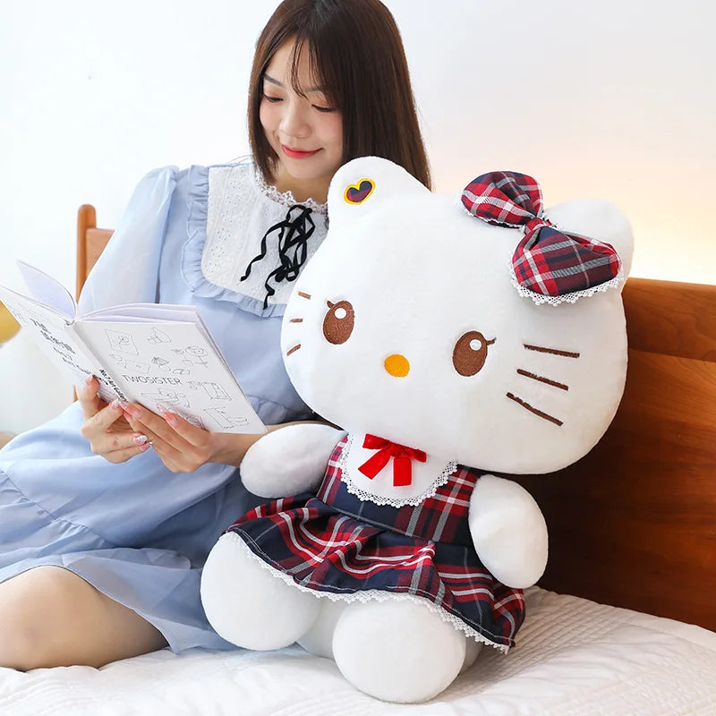 20/30cm Grid skirt demon version Kuromi KT cat Melody plush toy children holiday decoration pillow gift