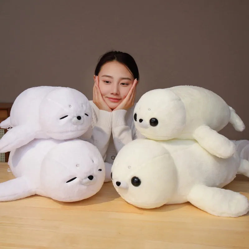 50cm/60cm Cute Sea World Animal White Sea Lion Plush Doll Cute Cartoon Seals Stuffed Toy For Children Kids Girls Birthday Gift