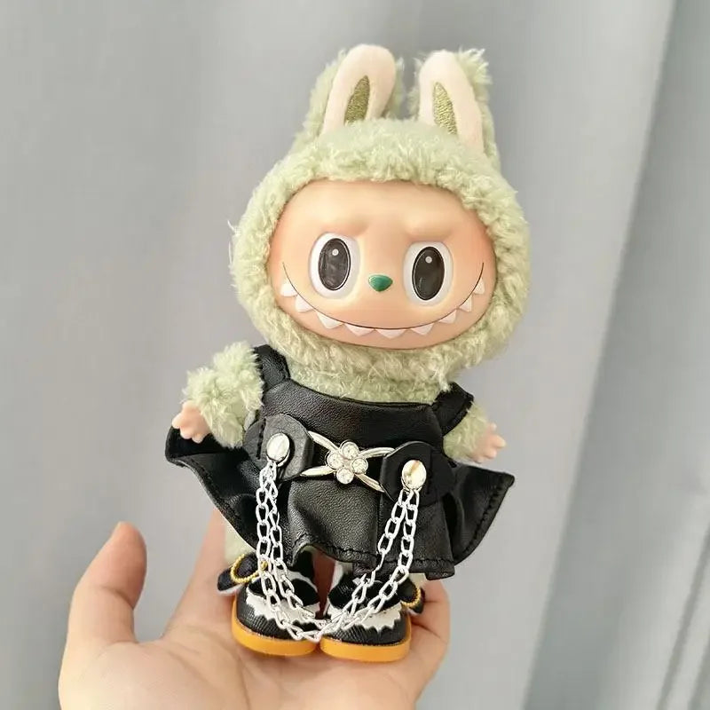 17cm Mini Plush Doll'S Clothes Outfit Accessories For Korea Kpop Exo Labubu Idol V1 V2 fashion leather skirt Clothing Gift