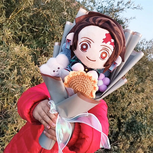 Japanese Anime Ghost Slayer: Blade Plush Bouquet Doll Tanjiro Nezuko Game Peripheral Birthday Valentine's Day Graduation Gift