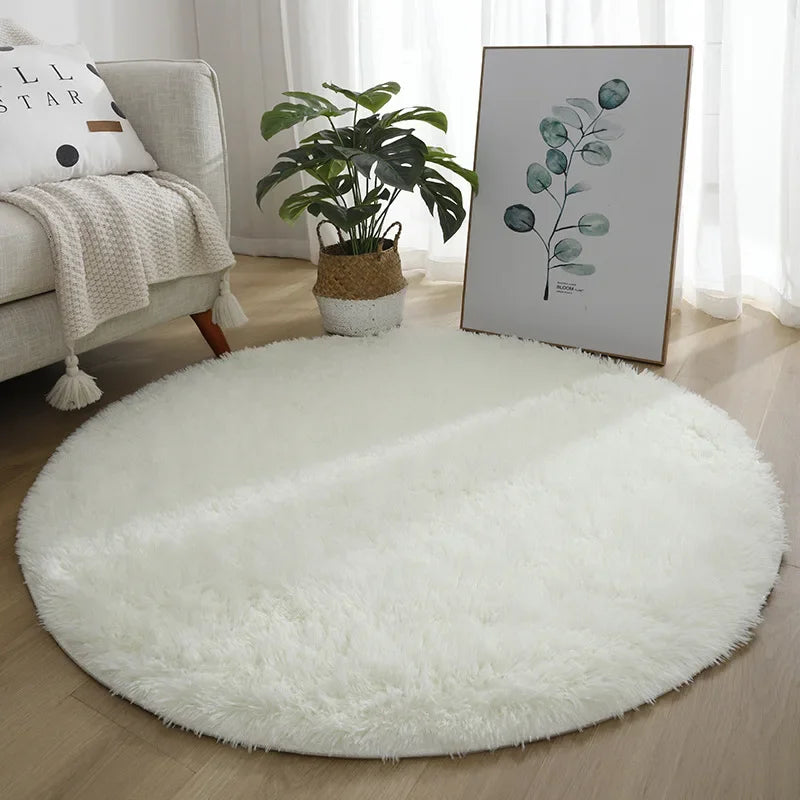 Vikama home decorat round soft runner rug for bedroom living room plush fluffy mat shag furry area carpet non-slip girls room