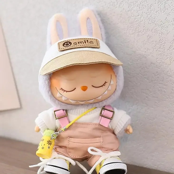 For 17 CM labubu Sitting Party Macaron 15cm Vinyl Pendant Doll Clothes Overalls Shoes for labubu V1 V2 outfit clothes