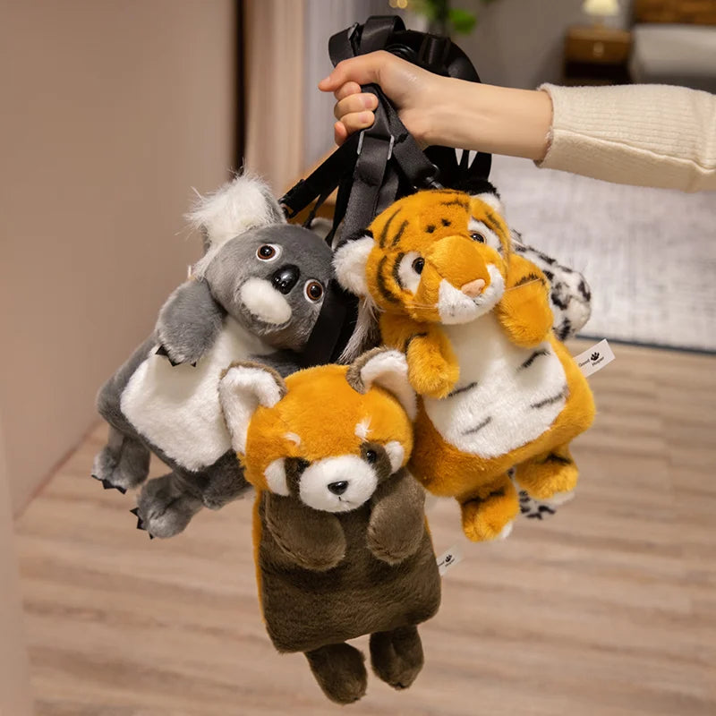 30CM Cute Cartoon Animal Plush Shoulder Bag Toys Koala Tiger Leopard Raccoon Panda Stuffed Plush Coin Purse Womens Shoulder Bag