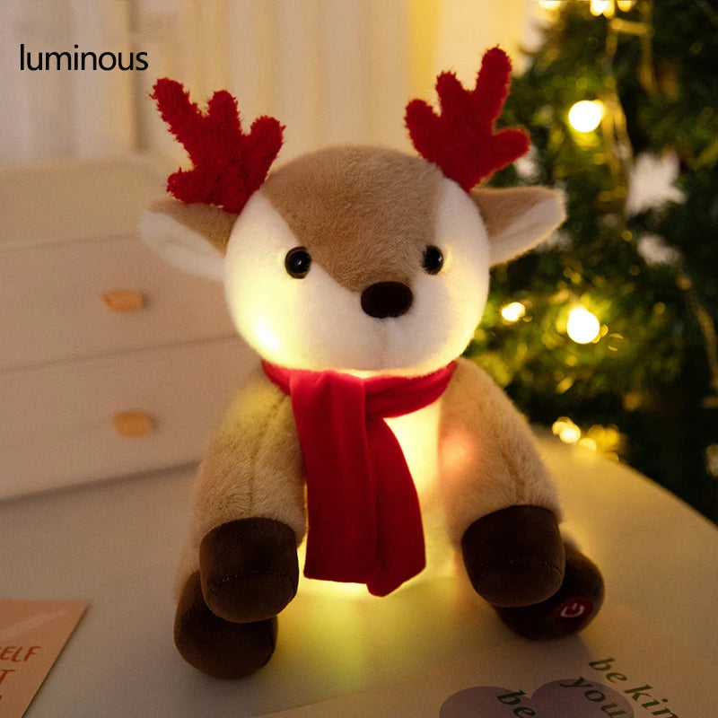 1pc Creative Christmas Luminous Santa Claus Elk Snowman Plush Stuffed Toys Lovely Sing Christmas Music Doll Happy New Year Gift