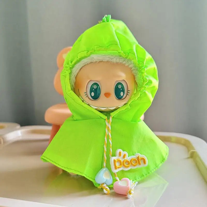 For 17cm labubu /15cm upset duck plush series outfit baby clothes small yellow duck doll clothes small raincoat