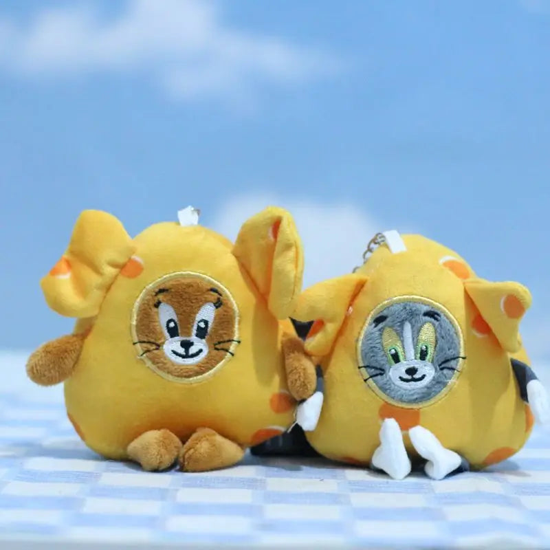 Cartoon Tom And Jerry Plush Key Ring Childhood Classics Anime Figure Cheese Cat Pendant Stuffed Keychain Soft Doll Toys Kid Gift