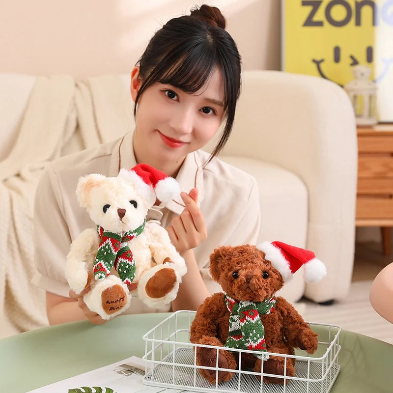 1pc 20cm Christmas Teddy Bear Dressing Up Soft Stuffed Animals Bear Plush Toys Doll For Kids Girlfriends Birthday Elegant Gift