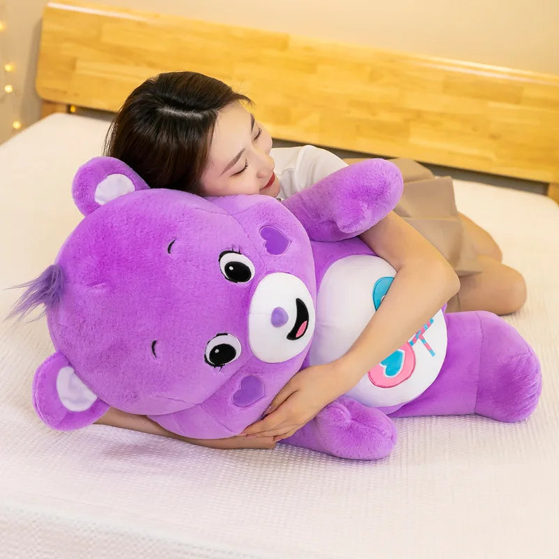 MINISO 27 Cm Rainbow Bear Plush Toy Sleeping Mate for Girl Baby Kids Pink Colorful  Bear Stuffed Animal Toys Birthday Gift