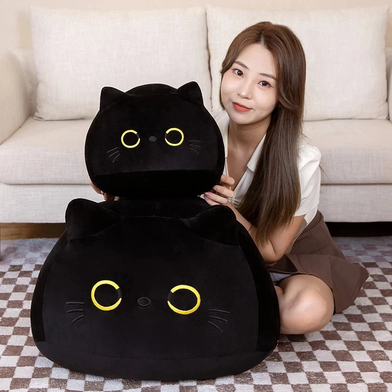 1pc Cute Fat Black Cat pendant Plush Toy Soft Lovely Anime Pillow Cartoon Animal Stuffed Doll Girls Valentine Day Gift Ornaments