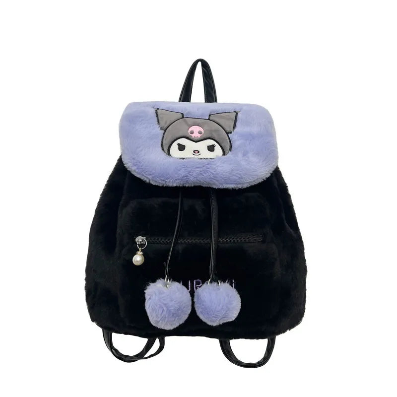 Kawaii Sanrio Anime Cartoon Hello Kitty Kuromi Melody Cute Plush Sanrio Backpack Kt Cat Kurome Pacha Dog Student For Girl Gift