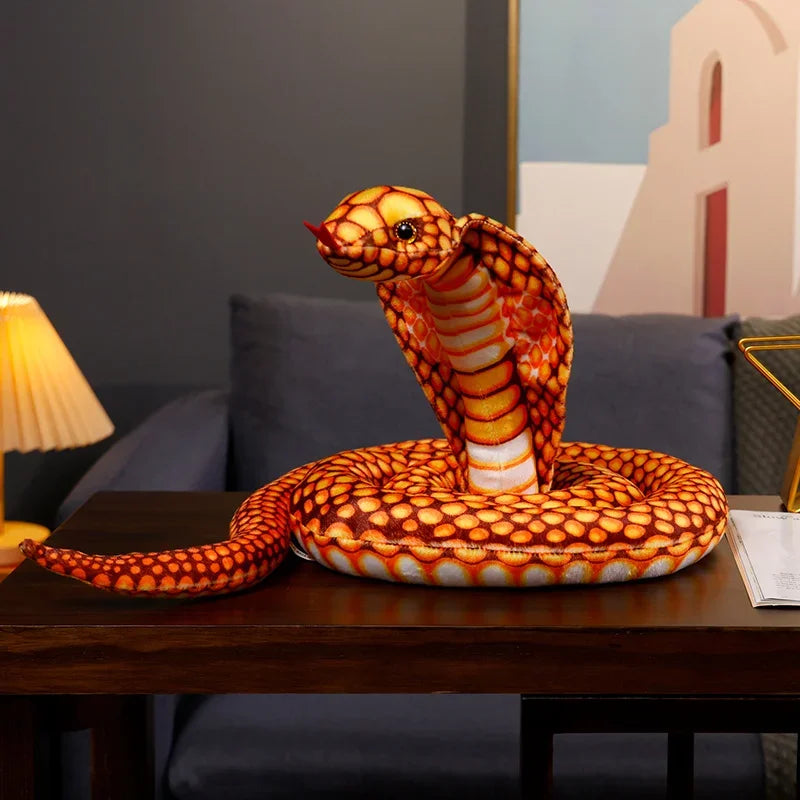 110/170CM Simulation Giant Cobra Doll Soft Stuffed Forest Animal Coiled Snake Plush Toy Sofa Chair Decorate Present