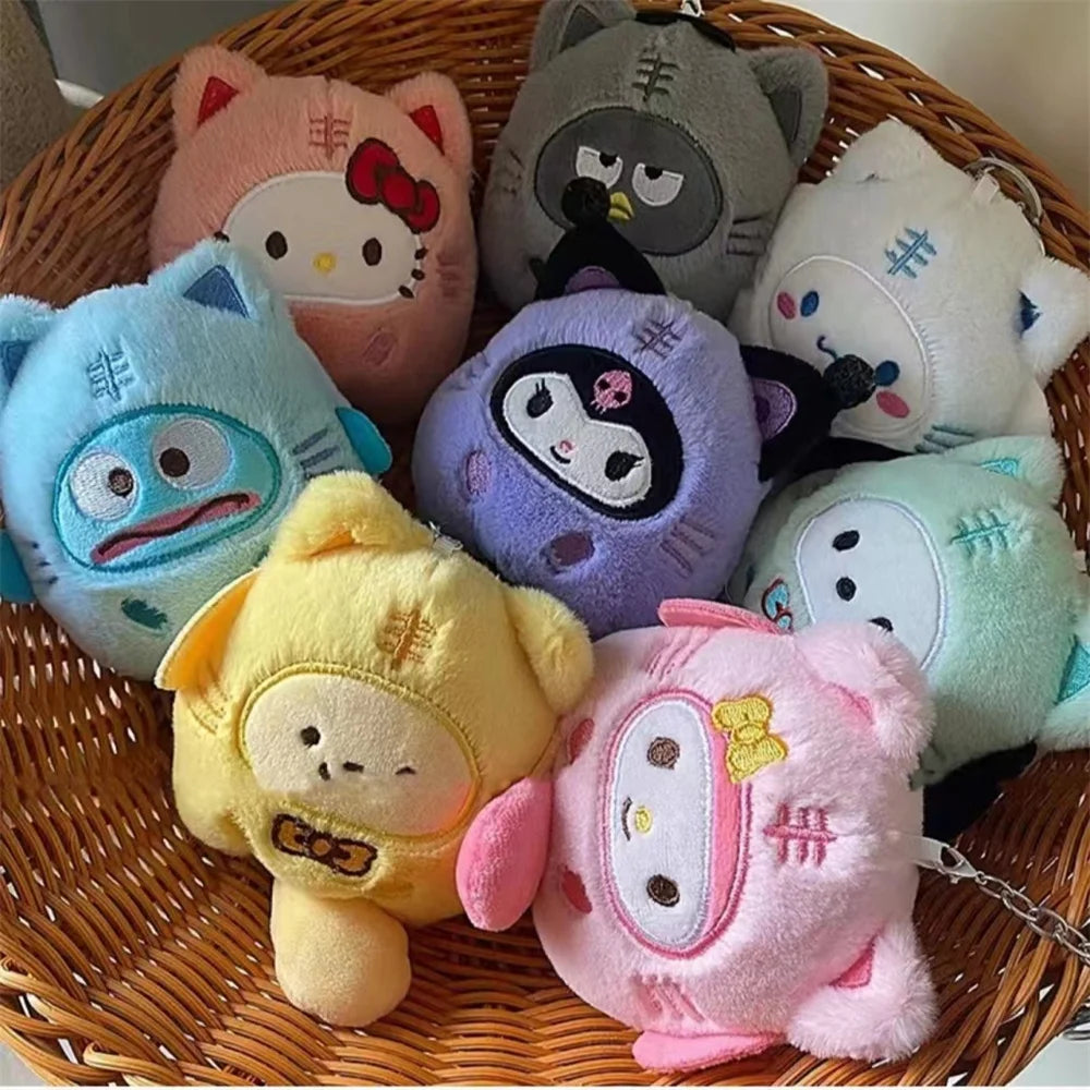 Sanrio Hello Kitty Plush Keychain Dolls Kawaii Kuromi Cinnamoroll Cartoon Plush Backpack Pendant Accessories Girls Gifts Toys