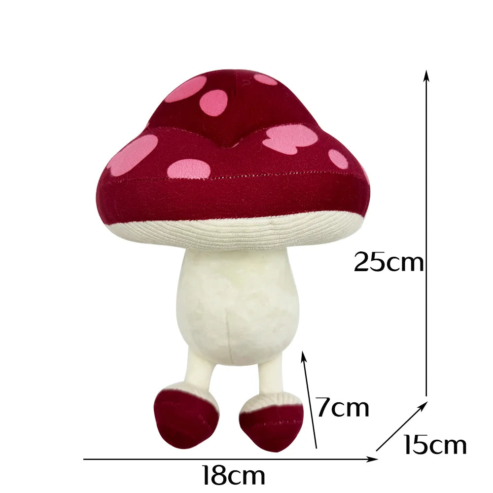 25cm Kawaii Walking Mushroom Plush Toys Funny Detachable Legs Plant Dolls House Car  Red Blue Pillow Children Graduation Gifts