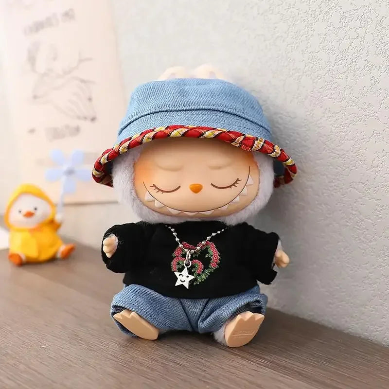 17cm Mini Plush Doll'S Clothes Outfit Accessories For Korea Kpop Exo Labubu Idol V1 V2 casual suit hat shoes Clothing Gift