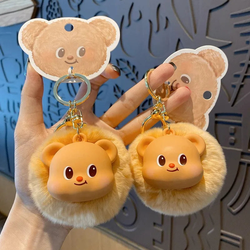 Genuine Butter Bear Plush Cute Car Keychain Girly Heart School Bag Pendant Couple Peripheral Couple Holiday Gift Animation