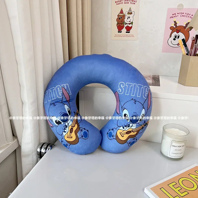 Disney Lilo & Stitch U-shaped Neck Pillow Stitch Angel Comfortable Cartoon Printed Travel Nap Pillow Airplane Office Washable