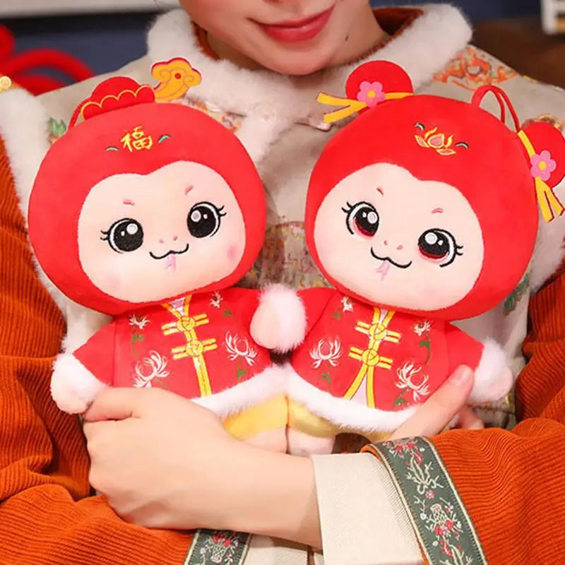 Year Of The Snake 2025 Plush Soft Plush Good Luck 2025 Stuffed Animal Festive Chinese Snake Year Souvenir Lucky Plush Doll For