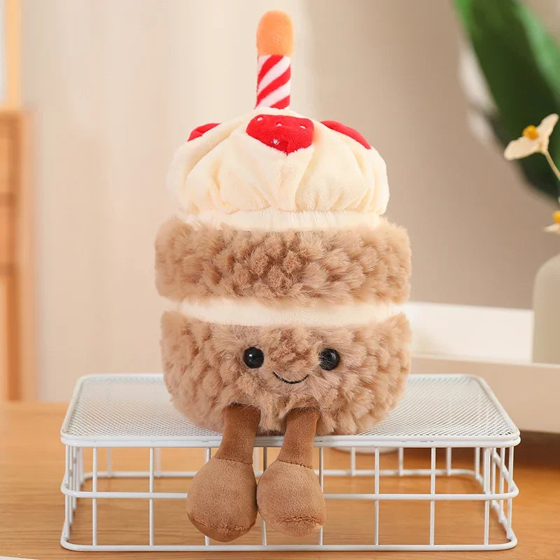 Hot Sale Simulation Cake Plush Wedding Cake Toys Stuffed Cute Ice Cream Snack Decoration Birthday Party Gift for Kid