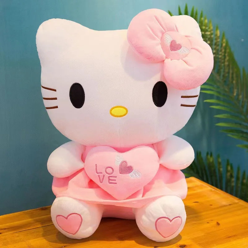 24-55cm Sanrio Hello Kitty Cat Plush Toys Cartoon KT Cat Plushie Doll Soft Stuffed Anime Pillow Birthday Gifts For Kids Girls