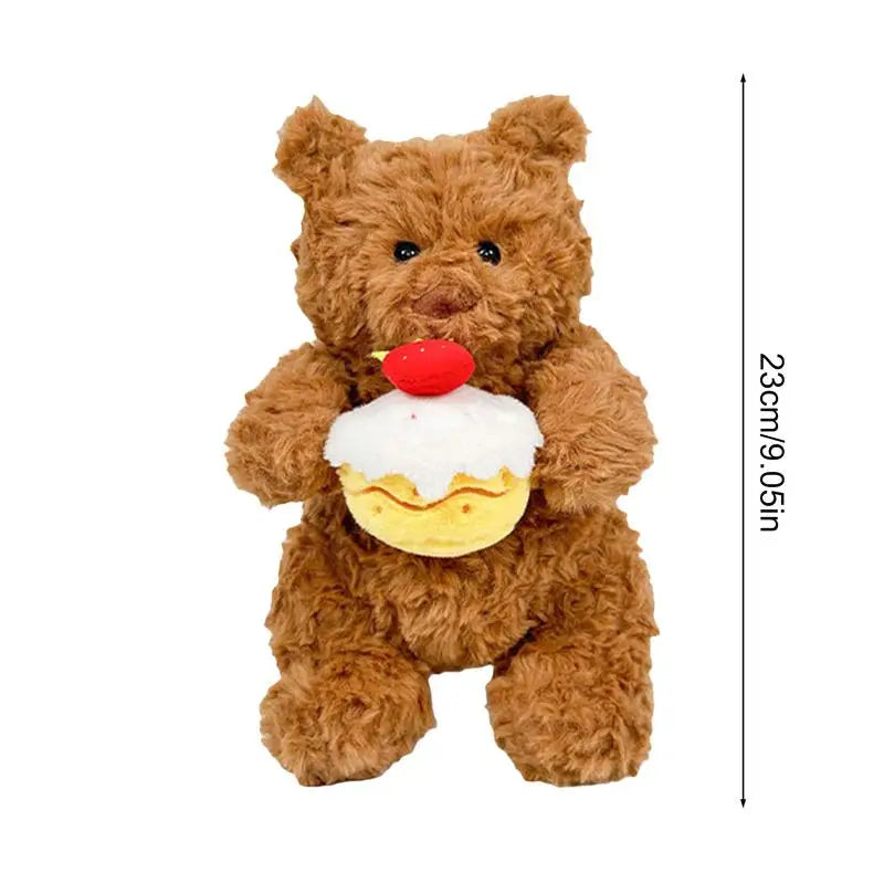 Stuffed Bear Toy Hold Cake Cute Plush Toy Soft Stuffed Animal Plushie Stuffed Doll Animal Brown Home Decor For Kids & Girls