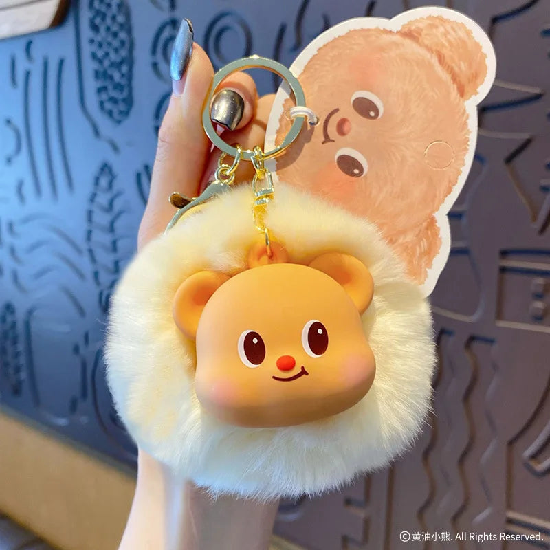 Genuine Butter Bear Plush Cute Car Keychain Girly Heart School Bag Pendant Couple Peripheral Couple Holiday Gift Animation