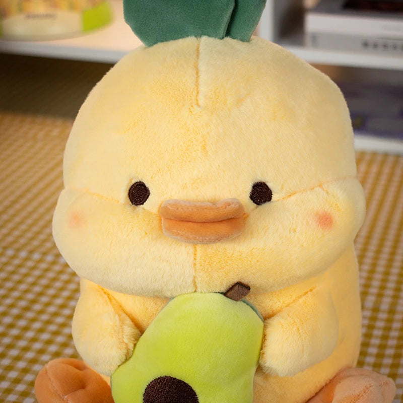 23cm Cute Lovely Duck Holding Avocado Plush Toy Stuffed Animal Furry Rabbit Panda Doll Cartoon Kawaii Bear Plushies Gifts