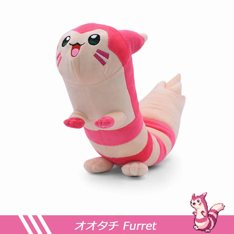 Pokemon Furret Plush Toys Kawaii Pikachu Plush Doll Soft Stuffed Cartoon Japan Anime Elf Doll Birthday Gift For Children