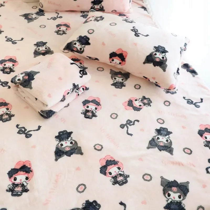 Lovely Sanrio Series Plush Blanket Kuromi My Melody Plush Blanket Soft And Comfortable Air Conditioning Blanket Gifts For Girls