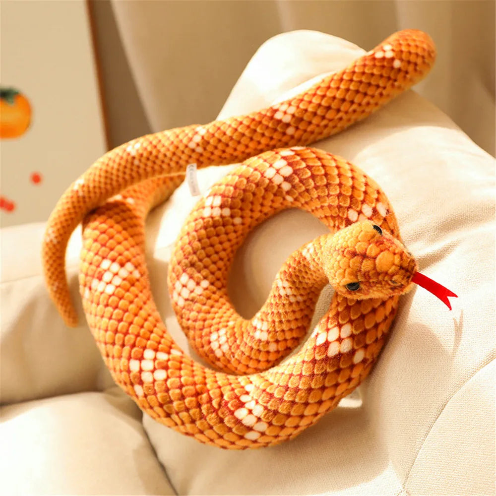 1pc 200cm/300cm Giant Snakes Plush Toy Simulation Long Golden Python Stuffed Snake Plushie Children Boys Gift Home Decoration