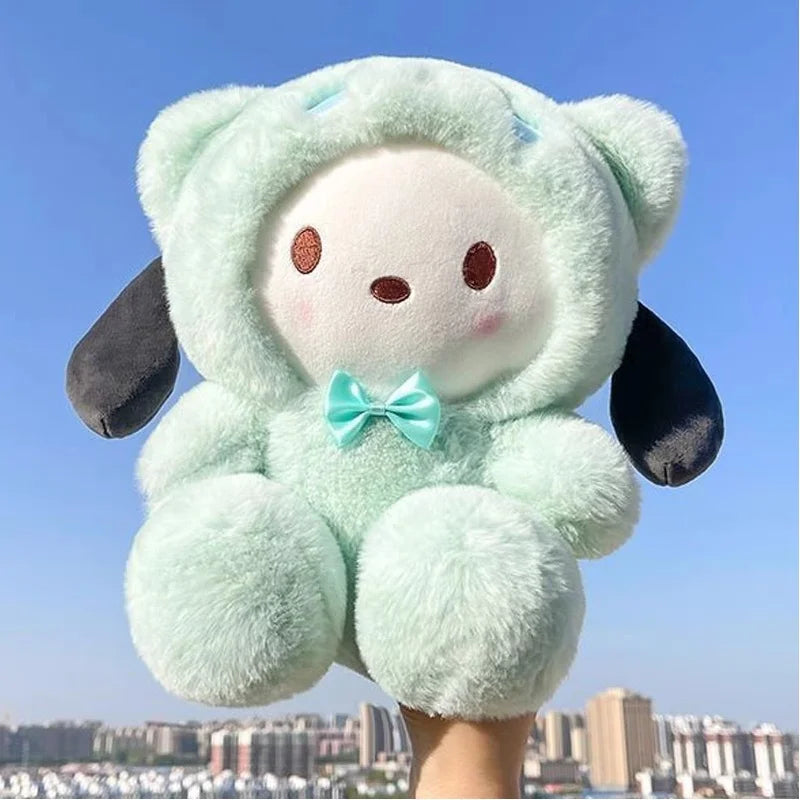 Sanrio 25cm Kuromi Cinnamoroll Cross Dressing Plush Doll Hello Kitty Kawaii My Melody Anime Cartoon Plushie Toys Christmas Gifts