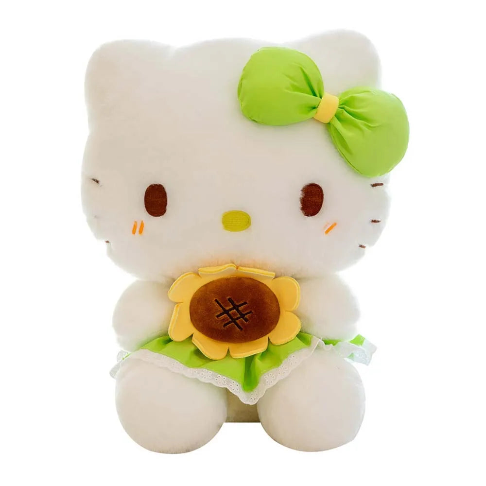 35CM Kawaii Hello Kitty Plush Toys Cute Anime Sanrio Sunflower Kt Cat Plushies Doll Room Decoration Dolls Baby Christmas Gift