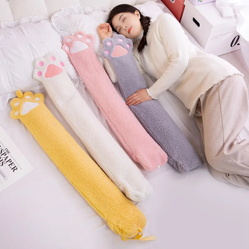 Comfortable Long Cat Paw Hot Water Bag Plush Grey Pink White Paw Warm Winter Sleeping Cuddly Hot Water Bottle Pillow Gifts Girl