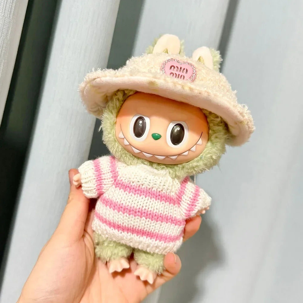 17cm Mini Plush Doll'S Clothes Outfit Accessories For Korea Kpop Exo Labubu Idol Cowboy love hat sweater suit Clothing Gift