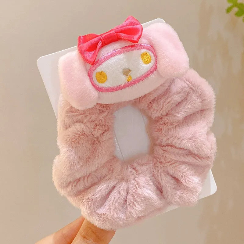 2024 New Sanrio Plush Hair Band Toy Cute Kuromi Hello Kitty Cinnamoroll My Melody Pompom Purin Headdress Kid Girl Birthday Gifts